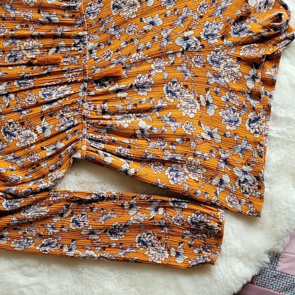 Aeropastle Mustard Yellow Floral Bohemian Hippie Long Sleeve Romper Medium - Picture 3 of 11